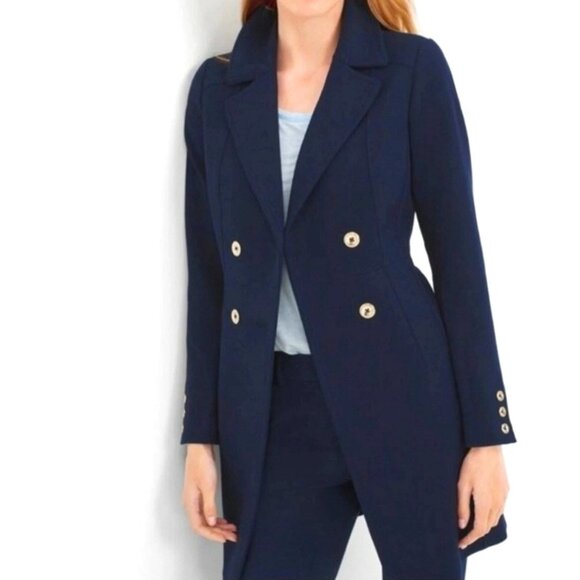WHITE HOUSE BLACK MARKET *NEW* Femme Peacoat Officer Blue Sz Medium Gold Button - Picture 1 of 12